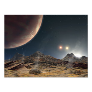 Blick von einem hypothetischen Mond im Orbit Fotodruck