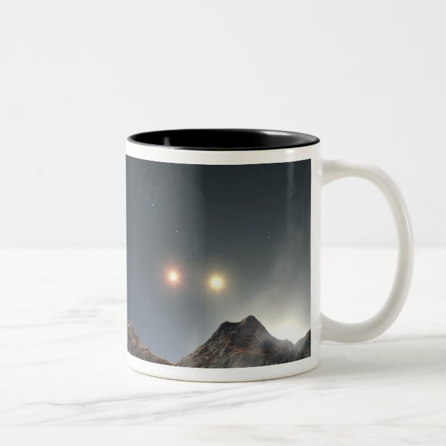 Blick von einem hypothetischen Mond im Orbit Zweifarbige Tasse (Rechts)