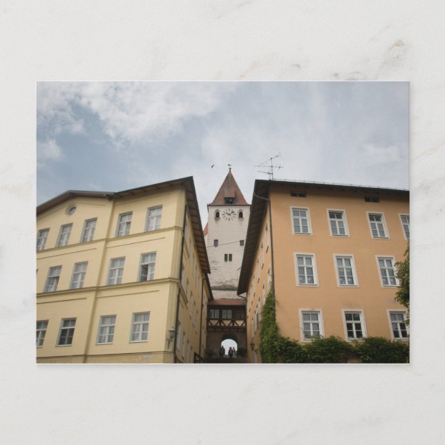 BLICK VON MARKTPLATZ HAAG AUF KLEINEN SCHLOSSTURM POSTKARTE (Vorderseite)