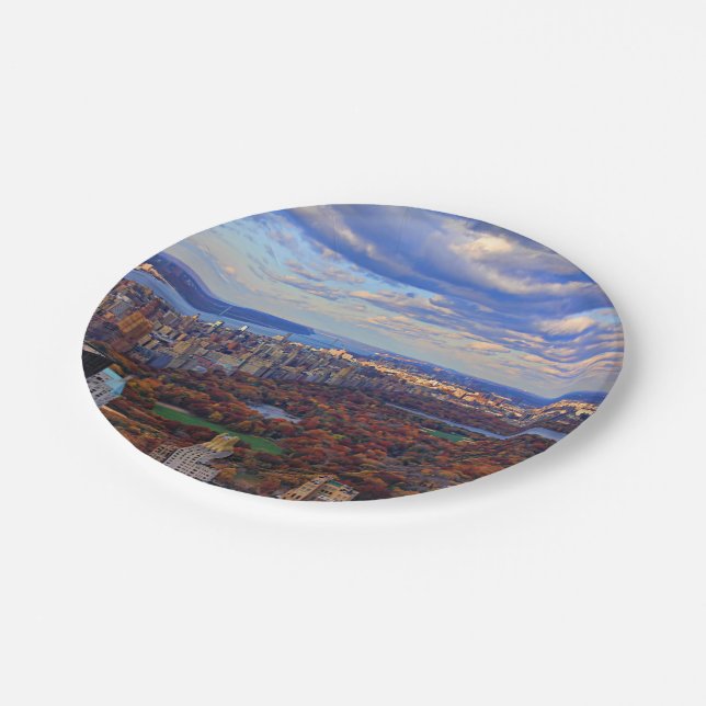 Blick von oben: Herbst im Zentralpark 01 Pappteller (Schrägansicht)