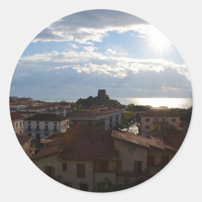 Blick von Scalea Runder Aufkleber (Vorderseite)
