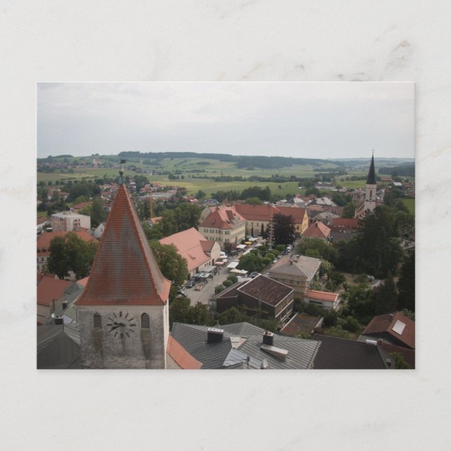 BLICK VON SCHLOSSTURM AUF HAAGER MARKTPLATZ POSTKARTE (Vorderseite)