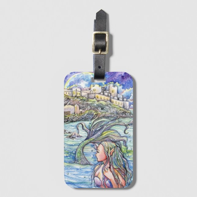 Blick zurück Fantasy Mermaid Art Gepäckanhänger (Vorderseite Vertikal)