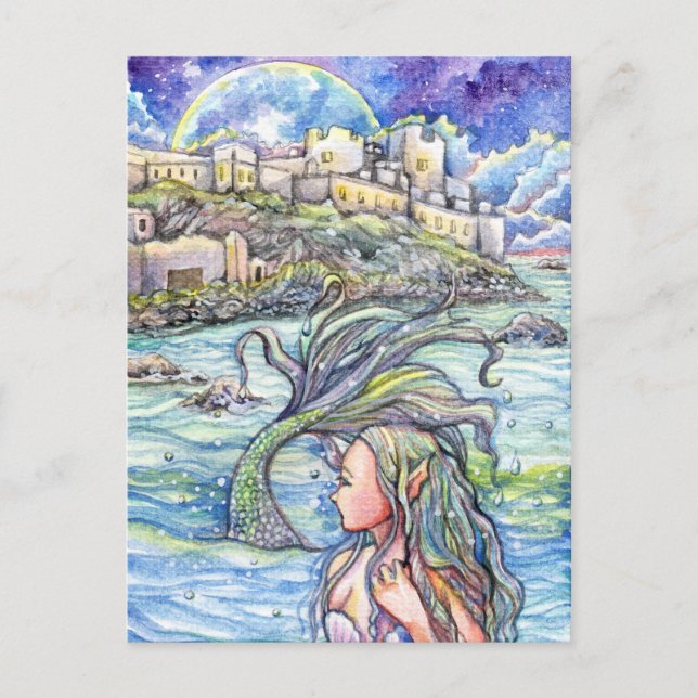 Blick zurück Fantasy Mermaid Art Postkarte (Vorderseite)