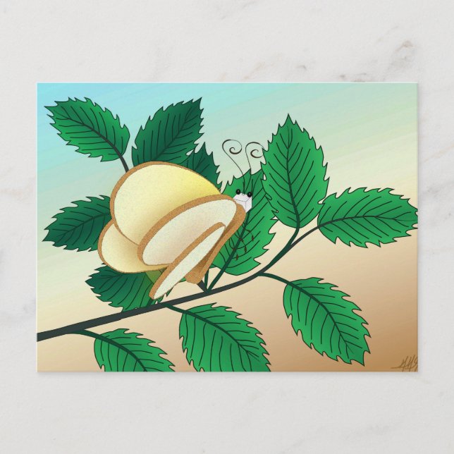 Blickende Glasinsekten - Brot und Schmetterling Postkarte (Vorderseite)