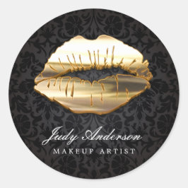 Blickfang 3D Black Gold Lips Makeup Artist Runder Aufkleber