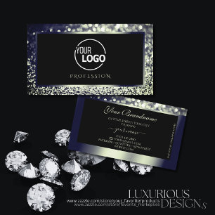 Blickfang Blue Silver Ombre Glitzer Logo Schwarz Visitenkarte