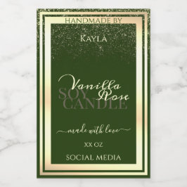 Blickfang dunkelgrüne Produktmarken Gold-Rahmen Lebensmitteletikett