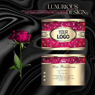 Blickfang Gold Pink Glitzer Stars Diamonds Logo Visitenkarte