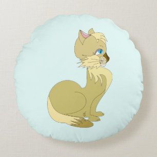 Blie Mit Augen Cat Round Pillow - Custom Colors Rundes Kissen