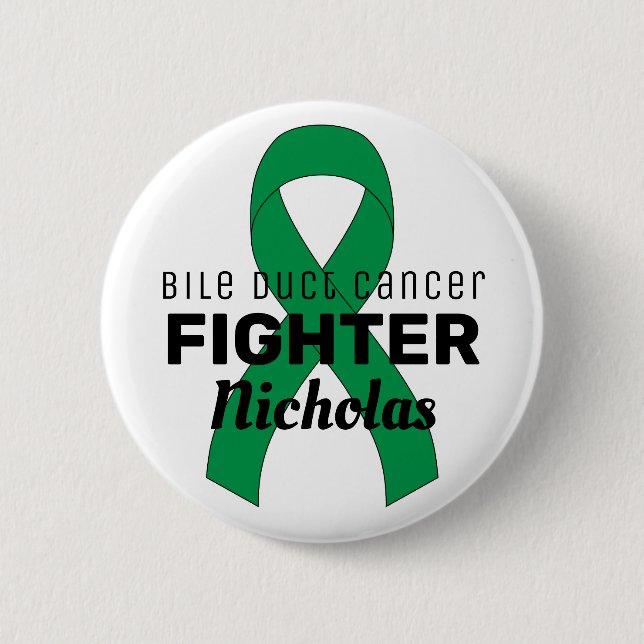 Blile Duct Cancer Ribbon White Button (Vorderseite)