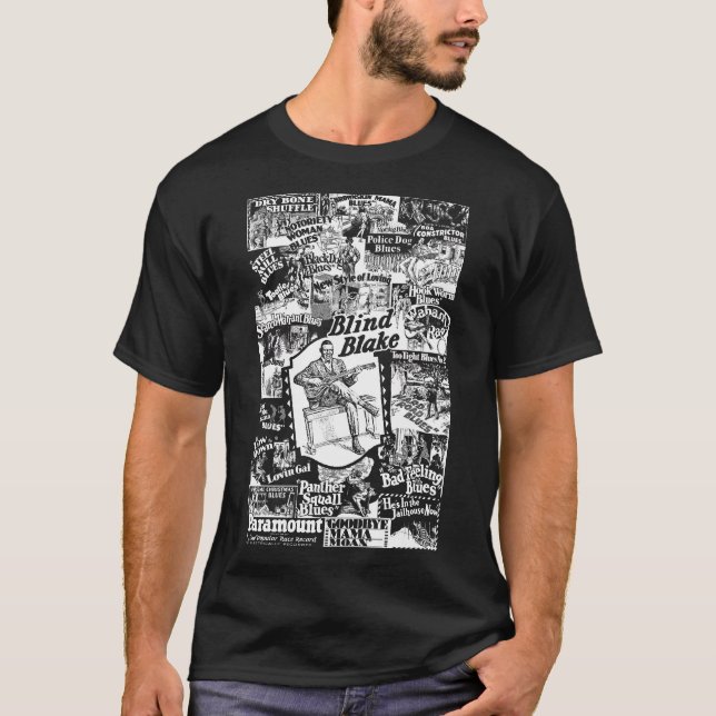 Blind Blake auf Paramount Records Collage Weiß T-Shirt (Vorderseite)
