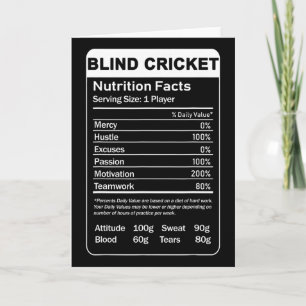 Blind Cricket Nährwertangaben sarkastischer Spiele Karte