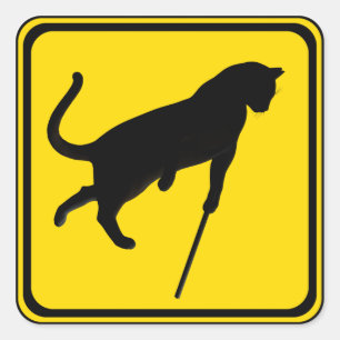 Blinde Katzen überqueren! Quadratischer Aufkleber