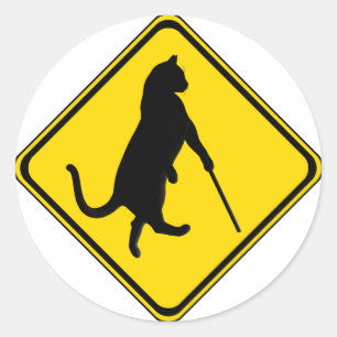 Blinde Katzen überqueren! Runder Aufkleber