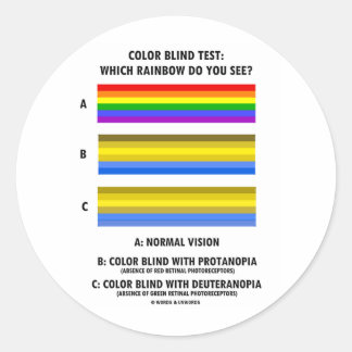 Blinde Prüfung der Farbe (Prüfung der Regenbogensi Runder Aufkleber