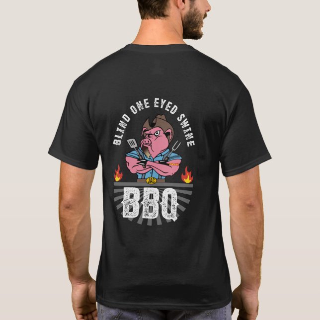 Blinden Mit Augen Schweine Rücken und Vorderholz T-Shirt (Rückseite)