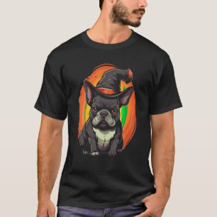 Blindenhund Halloween Trick oder Trete Französisch T-Shirt