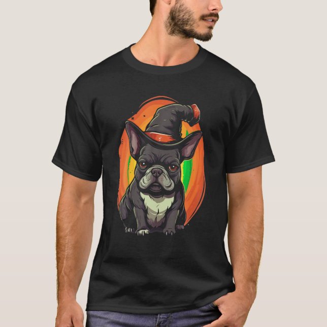 Blindenhund Halloween Trick oder Trete Französisch T-Shirt (Vorderseite)