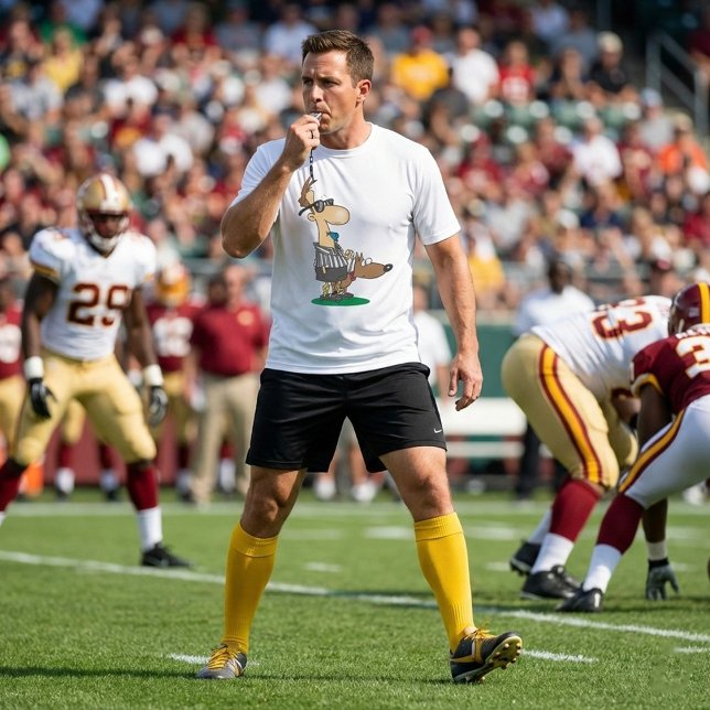 Blinder Schiedsrichter, der ein Pfeifen aktiviert T-Shirt (Von Creator hochgeladen)