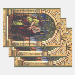 Blinder Tobit und Ehefrau Anna, Vintage Religion Geschenkpapier Set