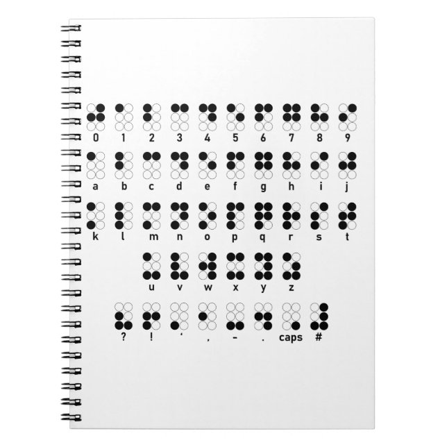 Blindes Buchstabesymbol Blindenschrift-Alphabetes Notizblock (Vorderseite)