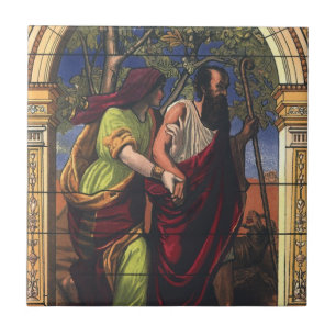 Blindes Tobit und Ehefrau Anna, Vintage Religion Fliese