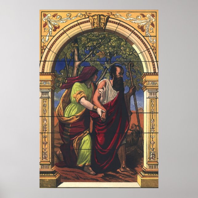 Blindes Tobit und Ehefrau Anna, Vintage Religion Poster (Vorne)