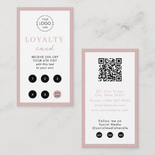 Blindfarbene Rosa-Firmenlogo QR-Loyalität Visitenkarte