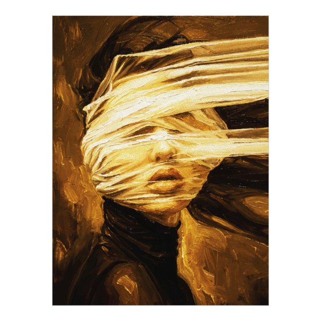 Blindfolded Woman – Surreal Oil Art Fotodruck (Vorne)