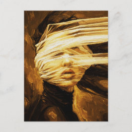 Blindfolded Woman – Surreal Oil Art Postkarte