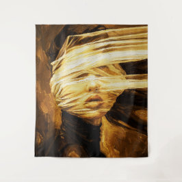 Blindfolded Woman – Surreal Oil Art Wandteppich