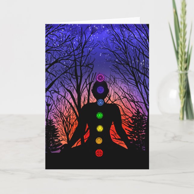 Blindkarte | Meditation Yoga bei Sonnenuntergang Karte (Vorderseite)