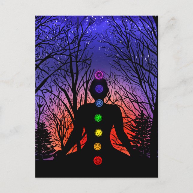 Blindkarte | Meditation Yoga bei Sonnenuntergang Postkarte (Vorderseite)