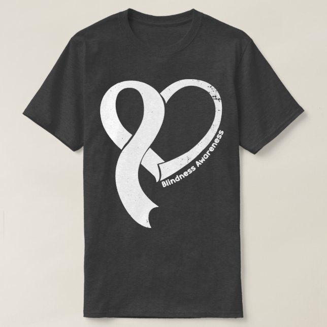 Blindness-Bewusstsein Menschen Liebe Herz Ribbon H T-Shirt (Design vorne)