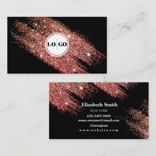 Blindpink Moderne Black Business Card Visitenkarte (Vorne/Hinten)