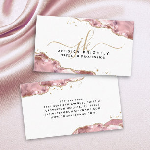 Blindrosa Agate Script Monogram Gold Glitzer Visitenkarte