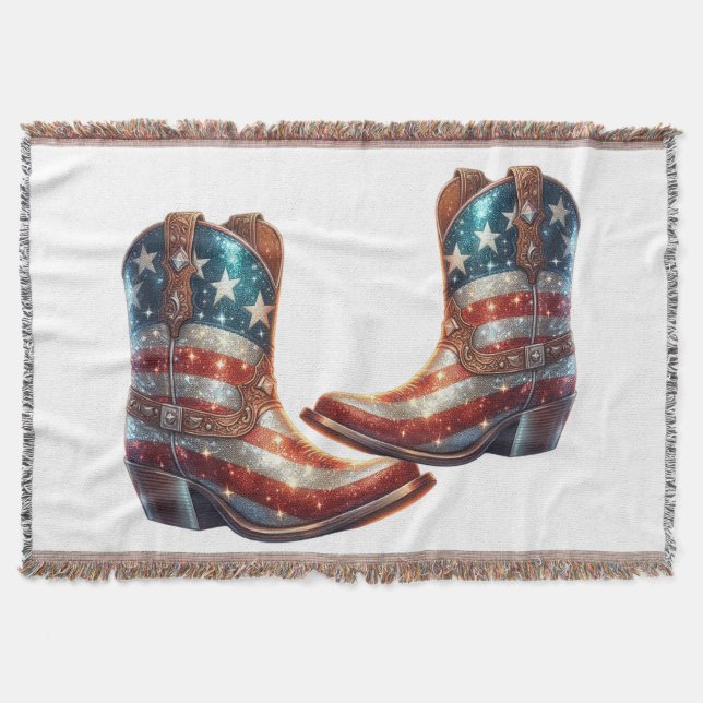 Bling American Flag Cowboy Boots Decke (Vorderseite)