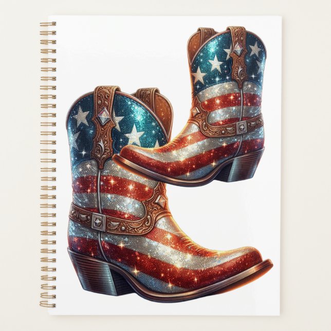 Bling American Flag Cowboy Boots Planer (Vorderseite)