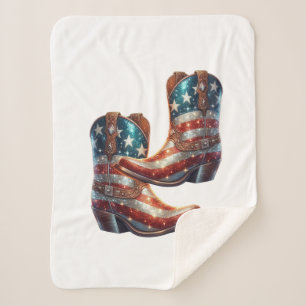 Bling American Flag Cowboy-Stiefel Sherpadecke