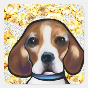 Bling Beagle      Quadratischer Aufkleber