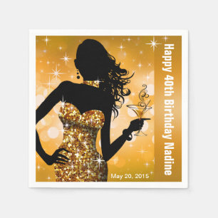 Bling Bombshell Sparkle Birthday Party Gold Serviette