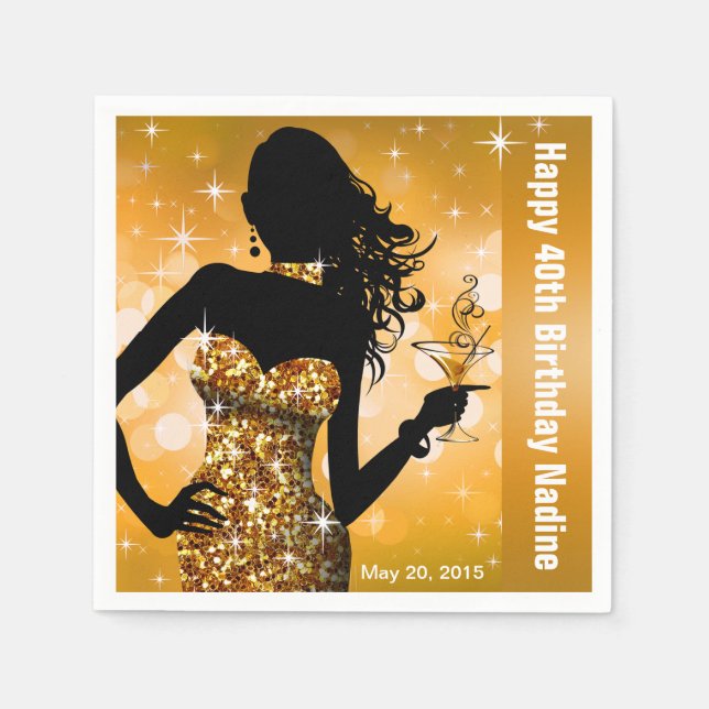 Bling Bombshell Sparkle Birthday Party | Gold Serviette (Vorderseite)