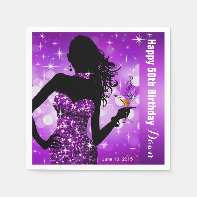 Bling Bombshell Sparkle Birthday Party | LILA Serviette (Vorderseite)