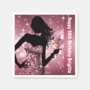 Bling Bombshell Sparkle Birthday Party   Mauve Serviette