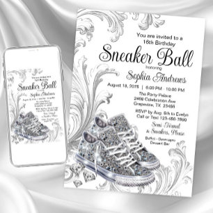 Bling-Diamant-Sneaker-Ball-Geburtstagsfeier Einladung