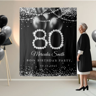 Bling Diamonds 80. Geburtstagsparty Hintergrund Wandteppich