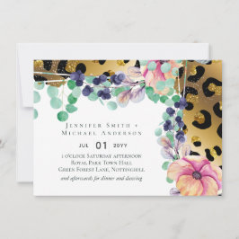 Bling Girly Glam Leopard Print Pink Gold Wedding