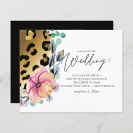 Bling Girly Glam Leopard Print Pink Gold Wedding