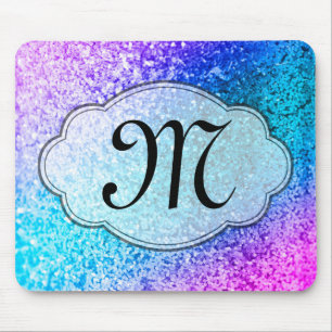 Bling Glitzer Girly Monogram, Initial Mouse Pad Mousepad